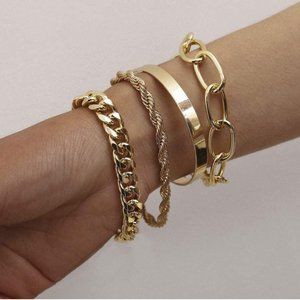 Gold bracelet chain set for women
